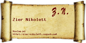 Zier Nikolett névjegykártya